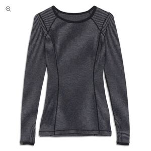 Lululemon Run Turn Around Women's black and grey Long Sleeve Shirt size 12